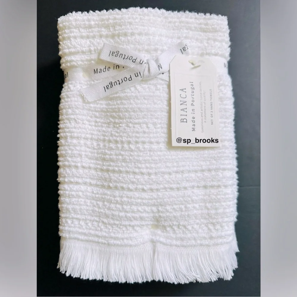 🎁6PC BIANCA Bath Towel Set - White Boucle Textured Pattern - 100% Cotton
